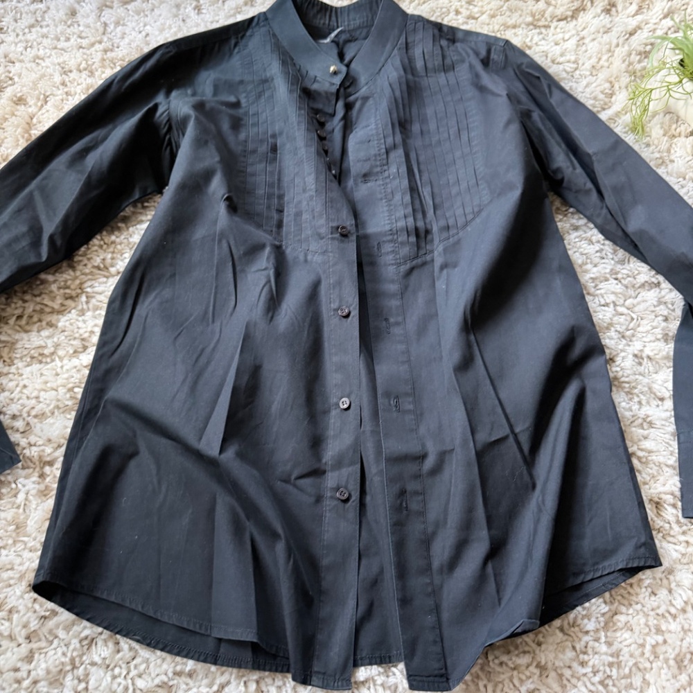 Elegant Black Men's dress up, button-down, professional, casual Shirt Jacket. yo - Picture 4 of 5